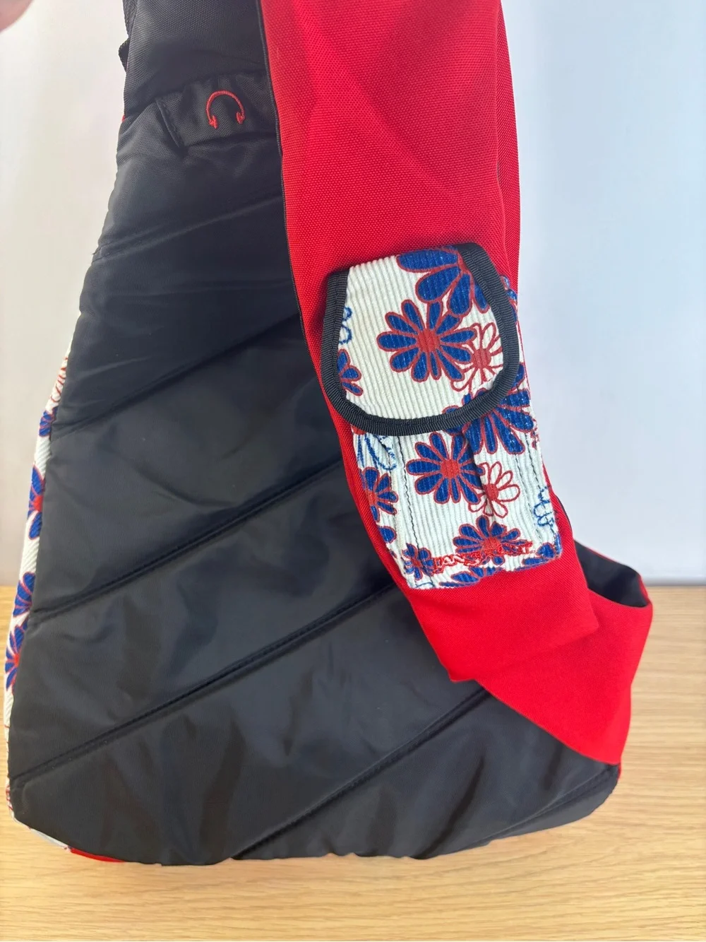 Vintage JanSport Corduroy Daisy Sling Bag Red White Blue
